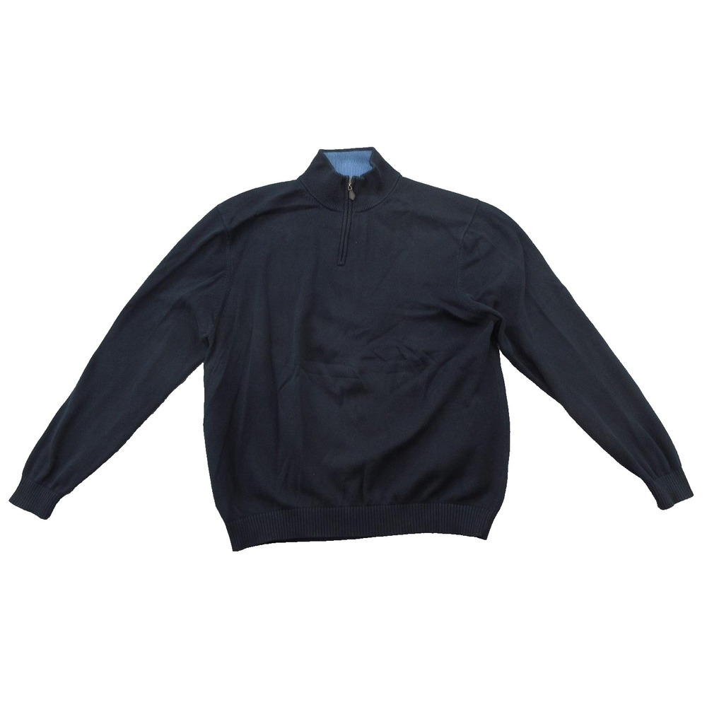 Brooks Brothers Sweater Mens 2XL Navy Blue Pima Cotton Half Zip Pullover Vintage